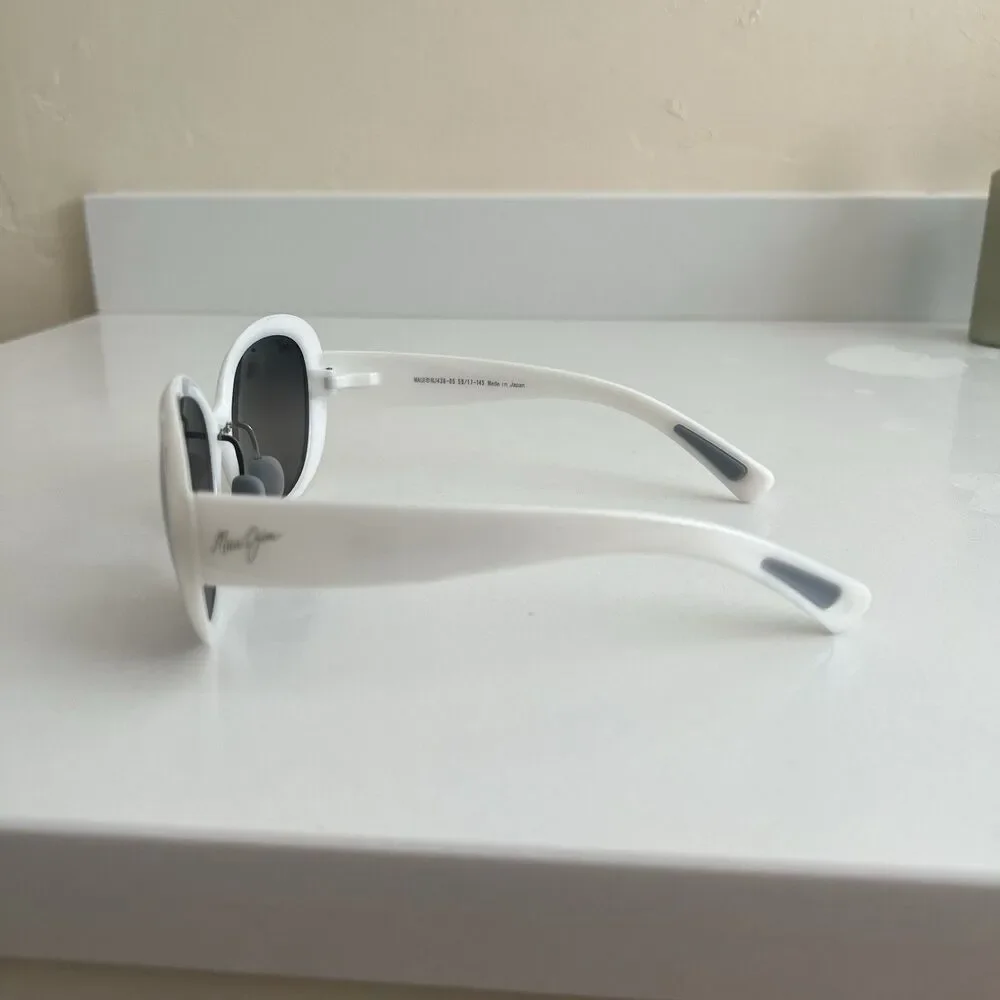 Maui Jim Women’s Nahiku White Pearl Frame Gray Polarized Sunglasses MJ436-05